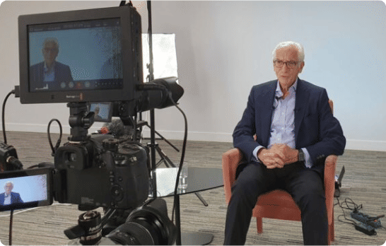 Sir Ronald Cohen in a filming session